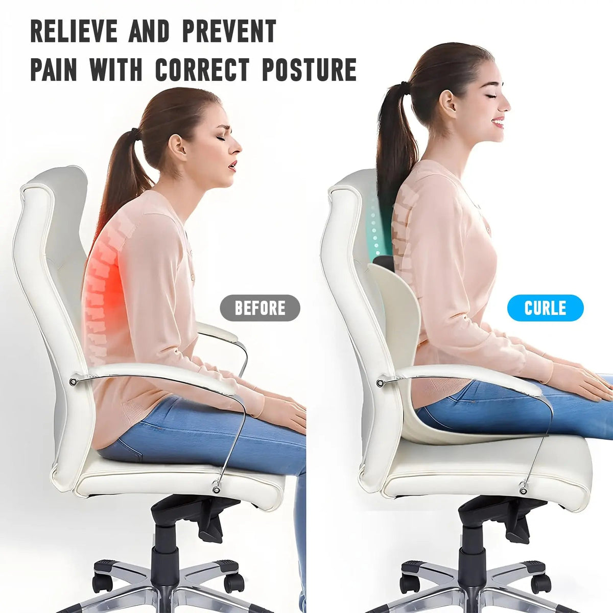 Portable Lumbar Support Cushion with Ergonomic Design for Office Chairs