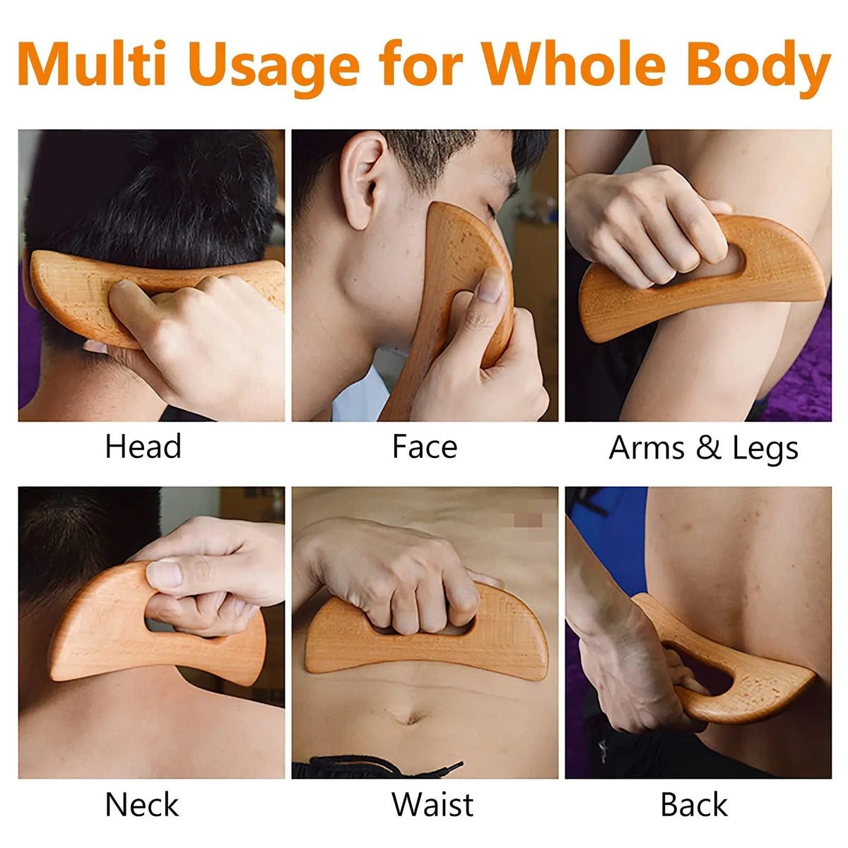 Wooden Gua Sha Scraping Massage Tool with Smooth Board Design for Body Self Massage