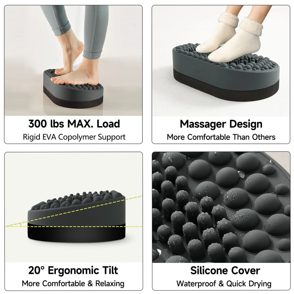 Soft Silicone Foot Rest for Under Desk Use with Stable Ottoman Style Support for Home and Office