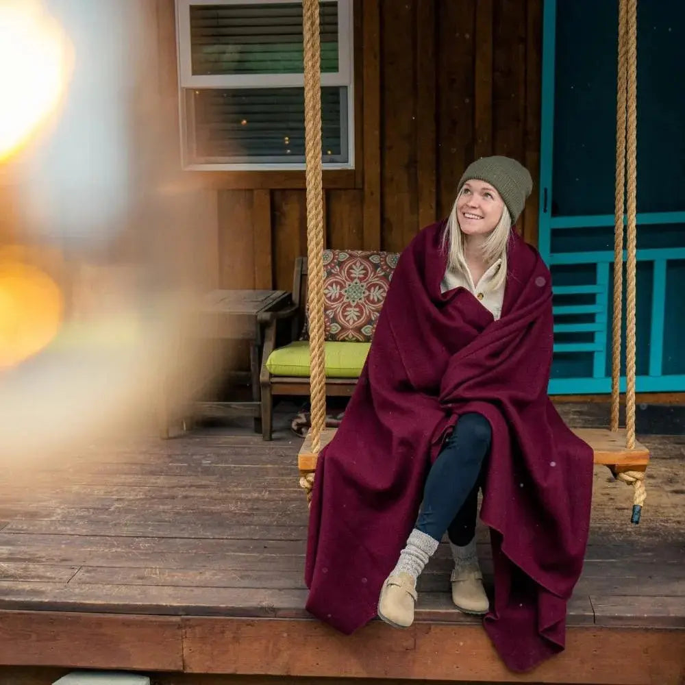 Winter Warm Wool Throw Blanket for Camping Travel and Outdoor Use
