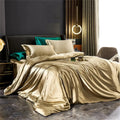 Mulberry Silk Bedding Set with Duvet Cover Sheet and Pillowcases for Luxury Bedroom Comfort