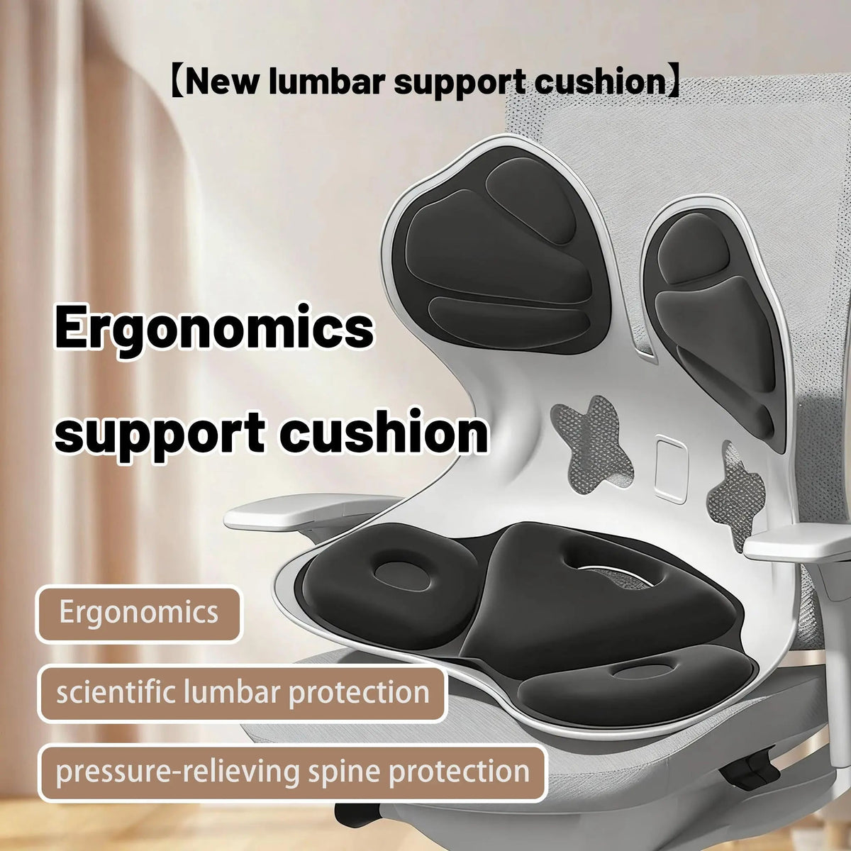 Portable Lumbar Support Cushion with Ergonomic Design for Office Chairs