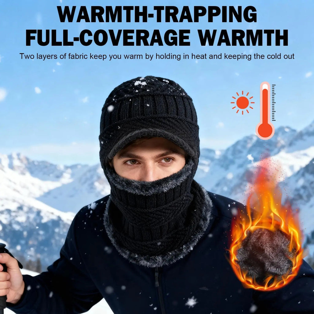 Winter Fleece Balaclava Beanie with One Piece Knit Design for Cycling and Cold Weather
