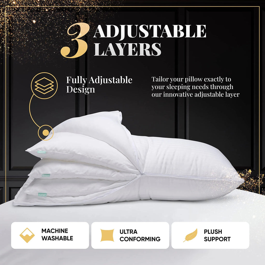 Adjustable Layer Cooling Luxury Pillows for Custom Sleep Comfort Queen Size