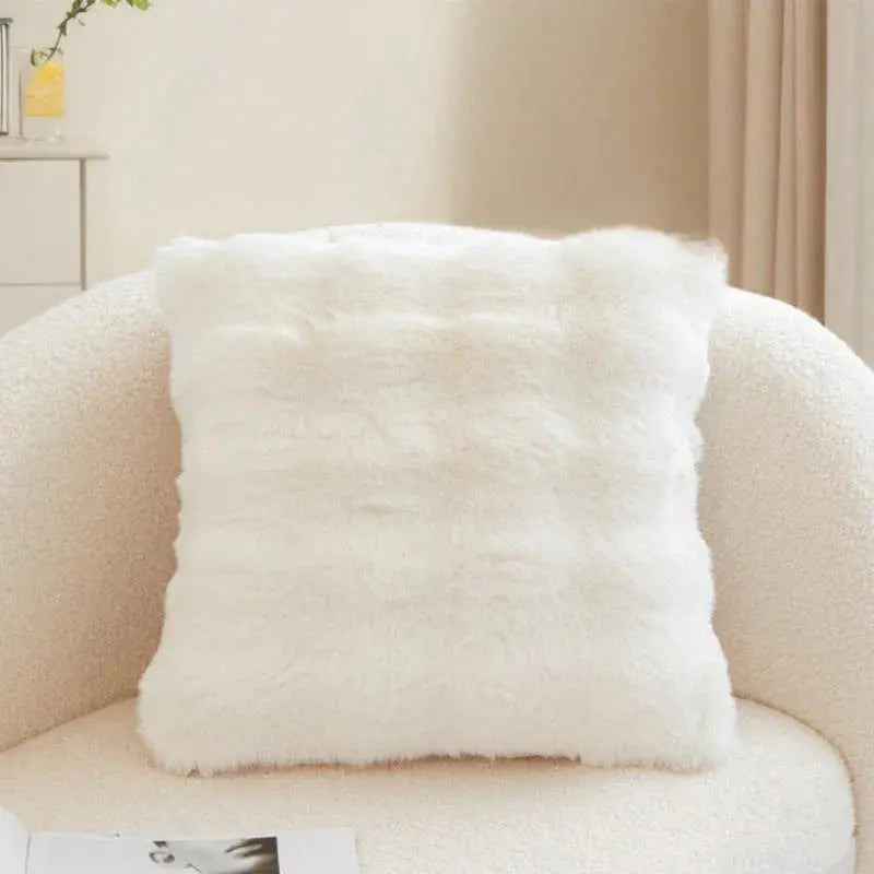 Faux Rabbit Fur Bubble Velvet Pillow Cover with Solid Color Design for Sofa and Room Decor