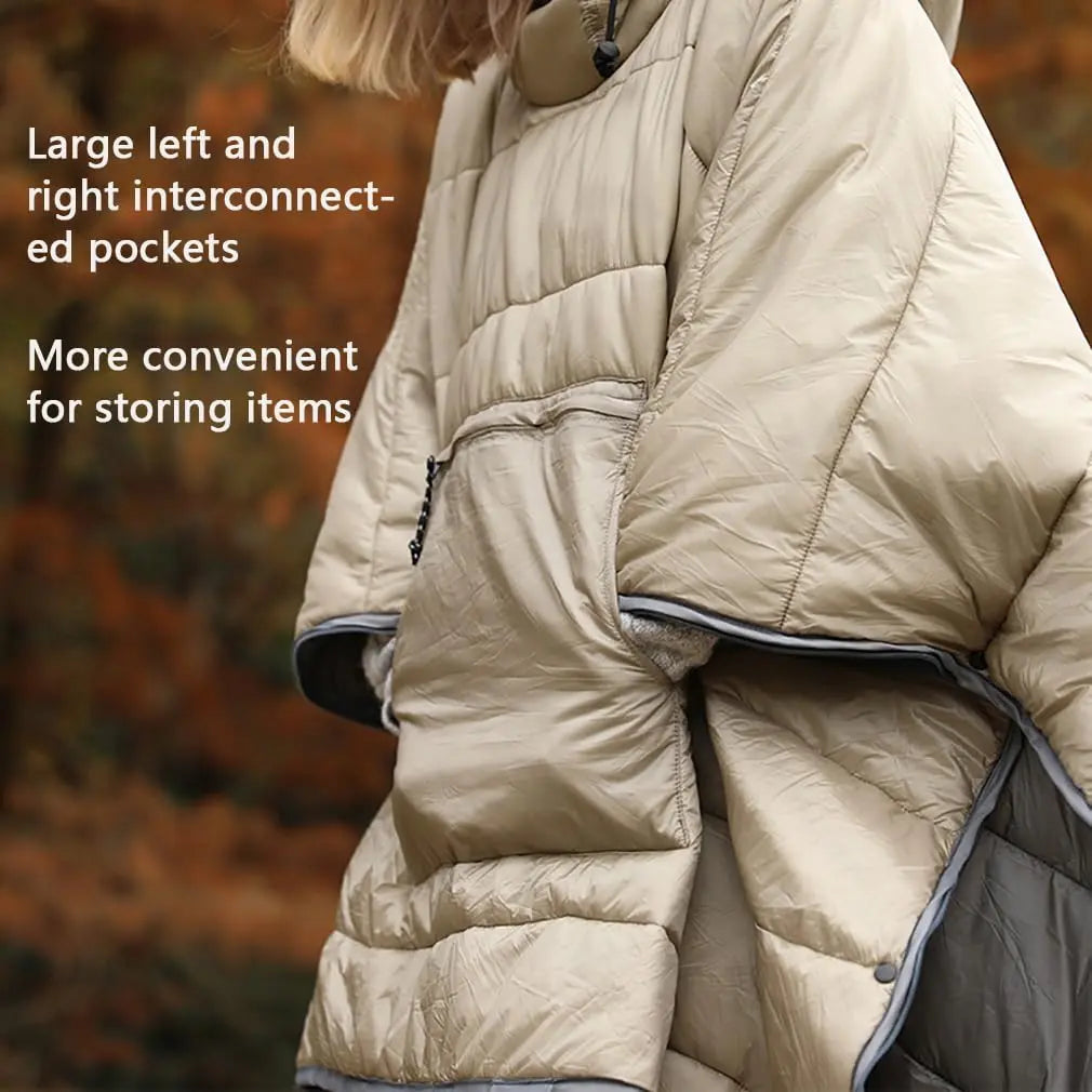 Hooded Tactical Camping Blanket Poncho Wearable Sleeping Bag for Outdoor Travel and Cold Weather Use