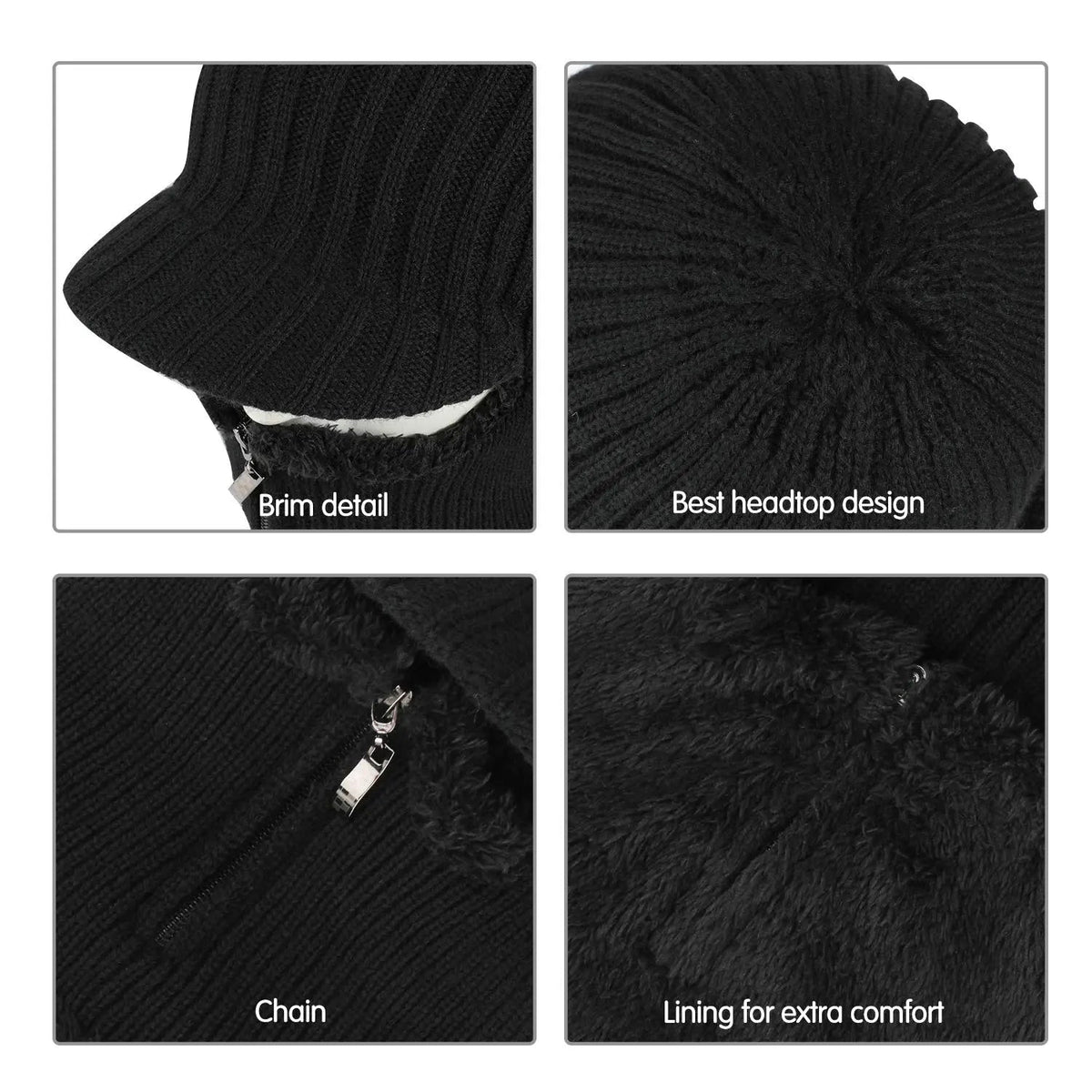 Winter Fleece Balaclava Beanie with One Piece Knit Design for Cycling and Cold Weather