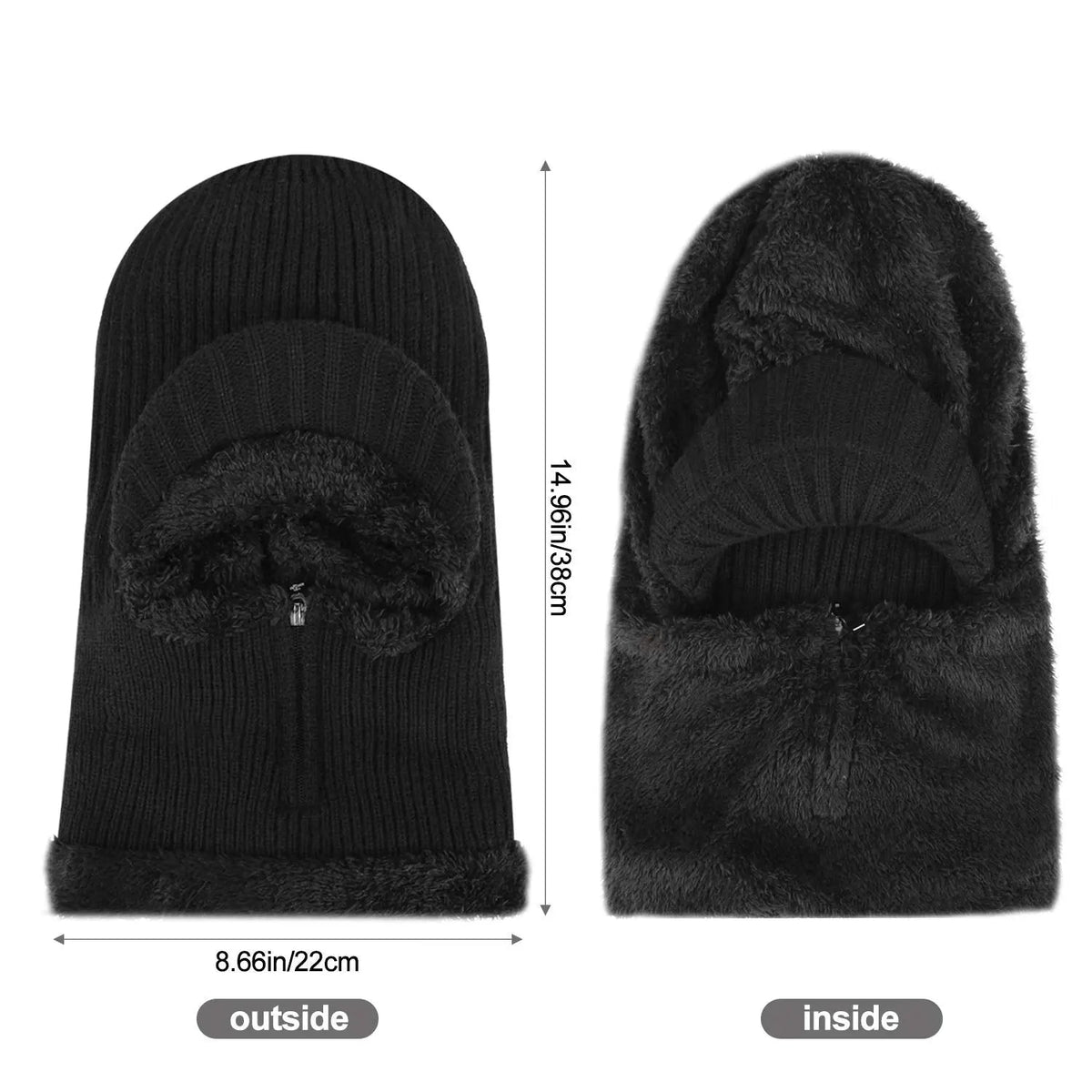 Winter Fleece Balaclava Beanie with One Piece Knit Design for Cycling and Cold Weather
