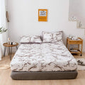 Marble Print Fitted Sheet Set with Breathable Microfiber Fabric for Everyday Bedding