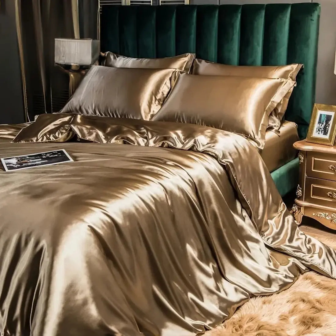Mulberry Silk Bedding Set with Duvet Cover Sheet and Pillowcases for Luxury Bedroom Comfort