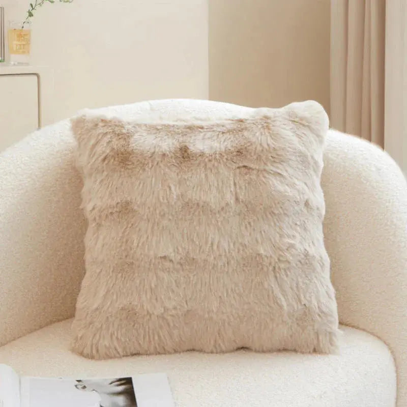 Faux Rabbit Fur Bubble Velvet Pillow Cover with Solid Color Design for Sofa and Room Decor