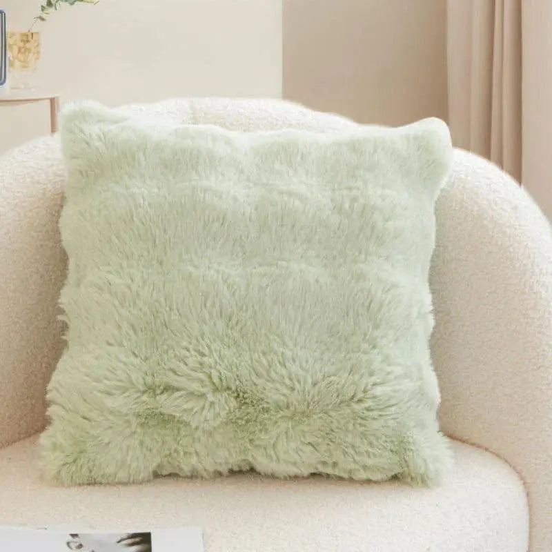 Faux Rabbit Fur Bubble Velvet Pillow Cover with Solid Color Design for Sofa and Room Decor